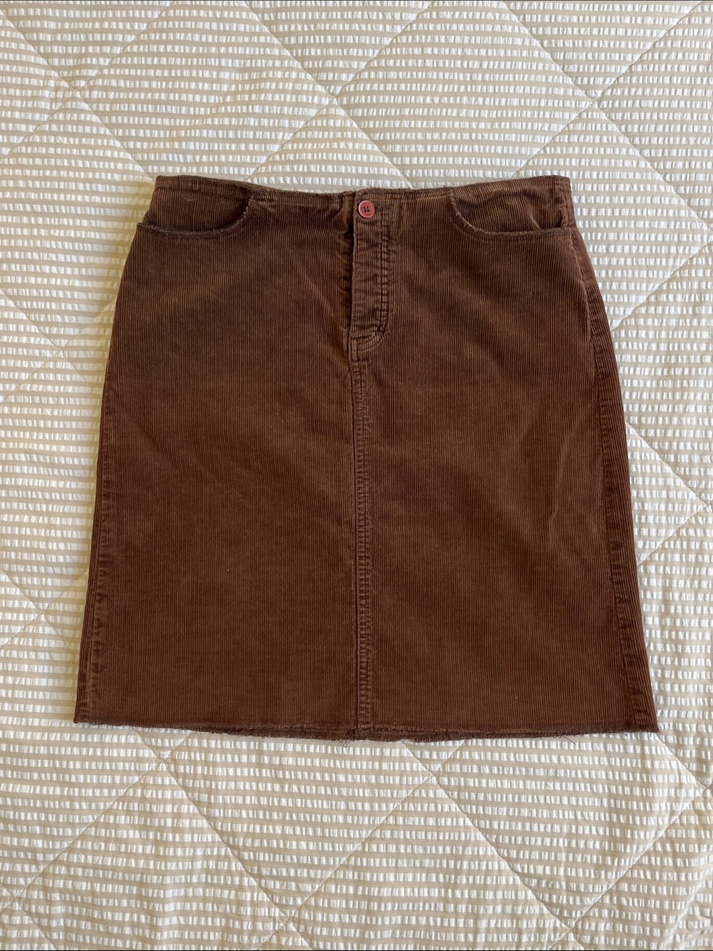 Vintage 90s Calvin Klein Chocolate Brown Corduroy A-Line Skirt Size 4